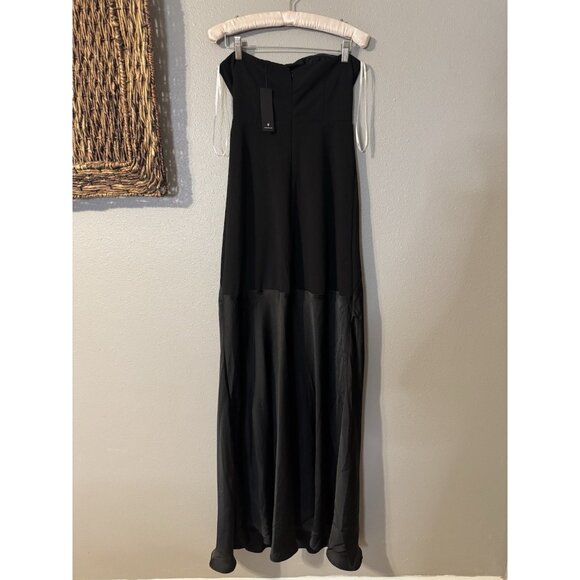 Lulus Compelling Style Long Strapless A-Line Maxi Dress Black S Small Silky NEW - Picture 9 of 16